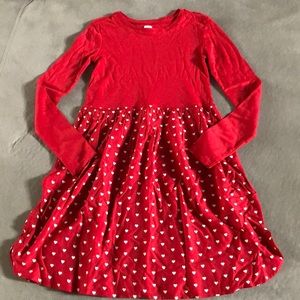 Gap Kids Dress Girls Size XL 12 Red White Hearts Long Sleeve